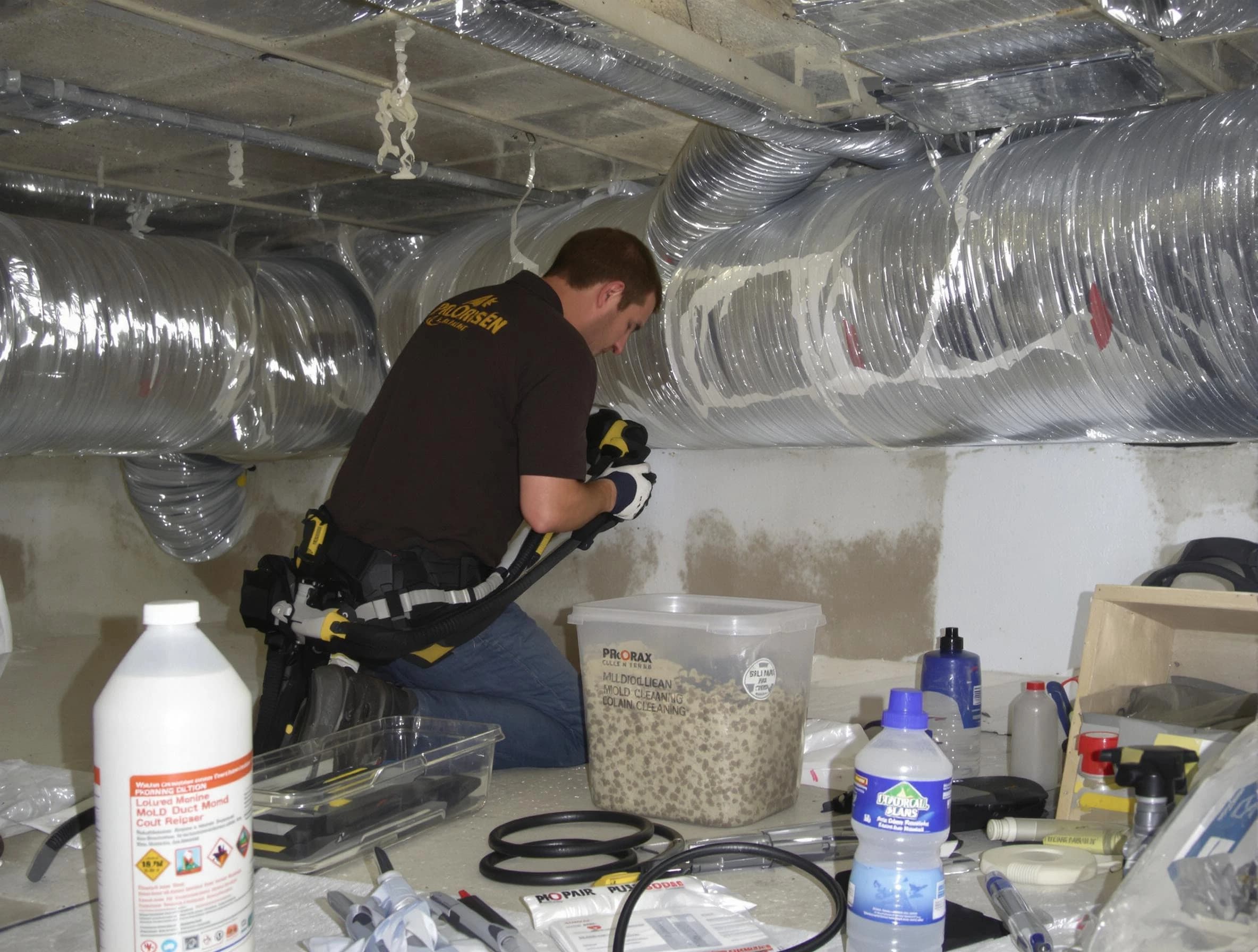 Columbia Air Duct Cleaning specialist performing professional mold removal from air ducts in Columbia