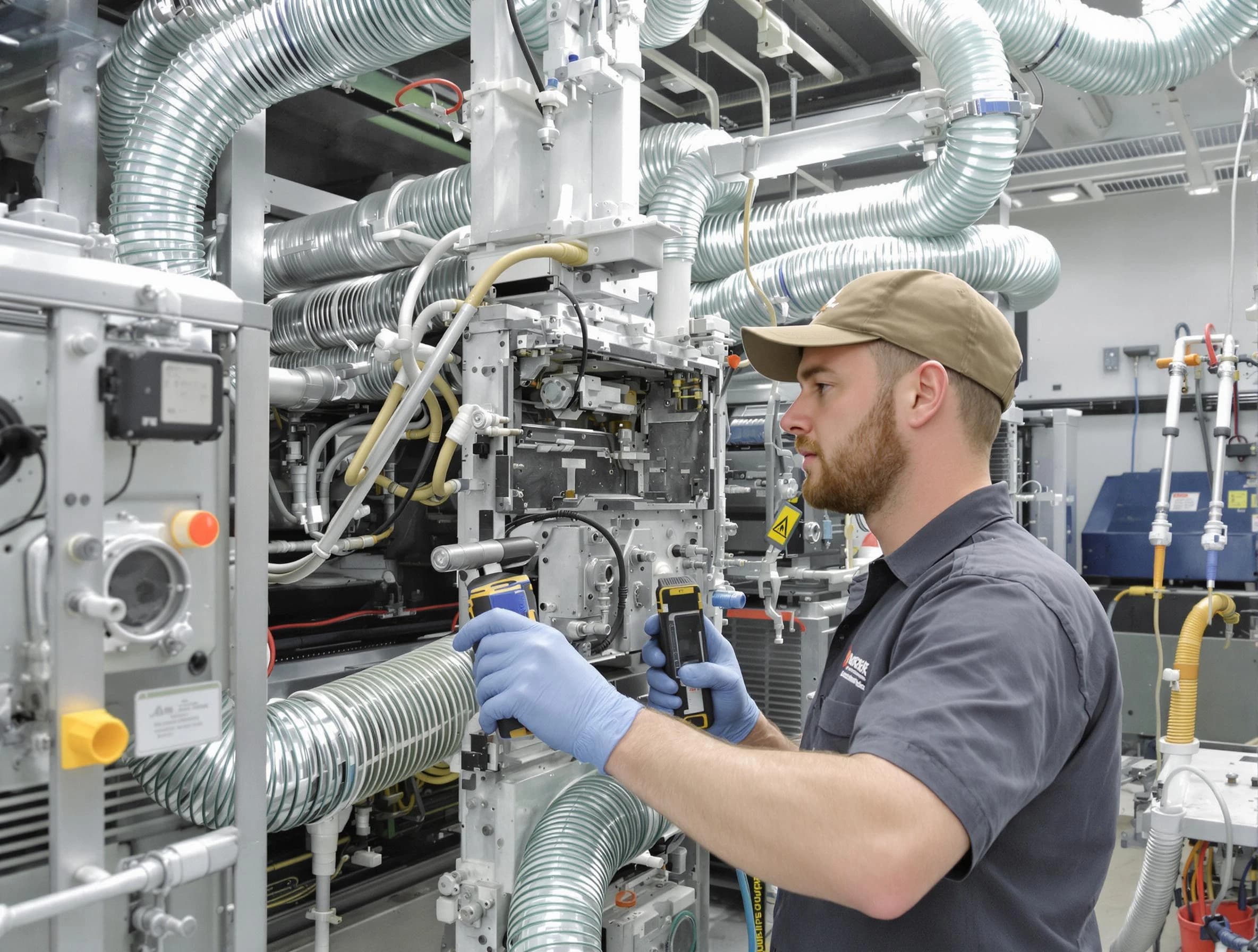 Columbia Air Duct Cleaning technician performing precision commercial coil cleaning at a business facility in Columbia