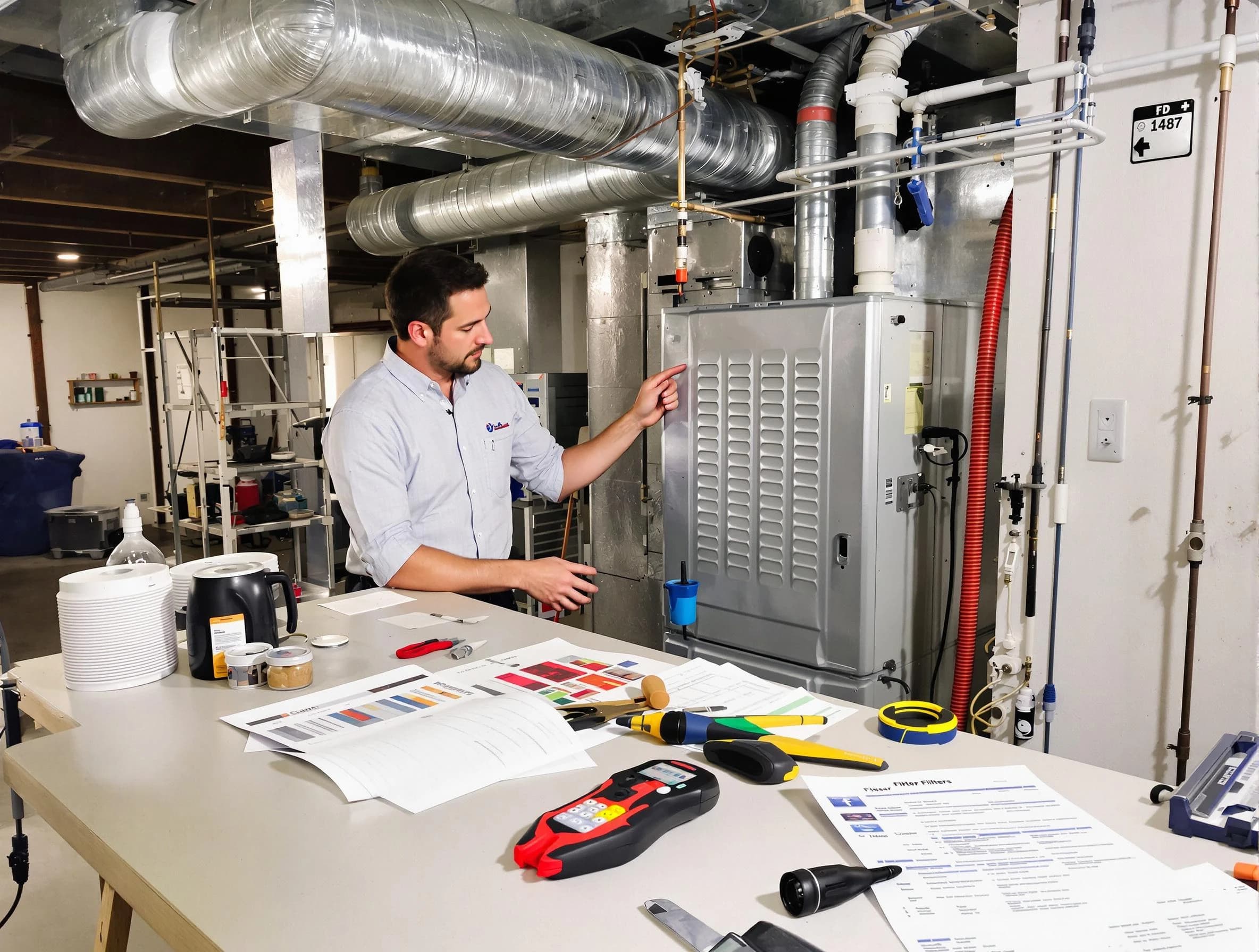 Columbia Air Duct Cleaning inspector conducting detailed filter system evaluation using professional diagnostic tools in Columbia