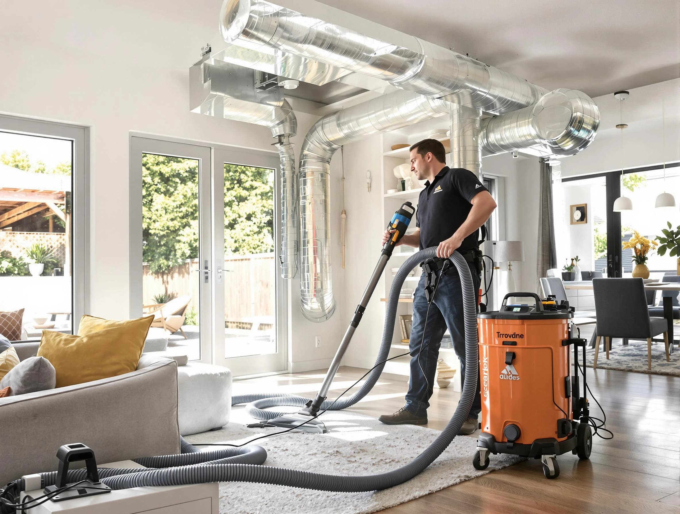 Columbia Air Duct Cleaning specialist performing thorough residential duct cleaning using advanced equipment in Columbia